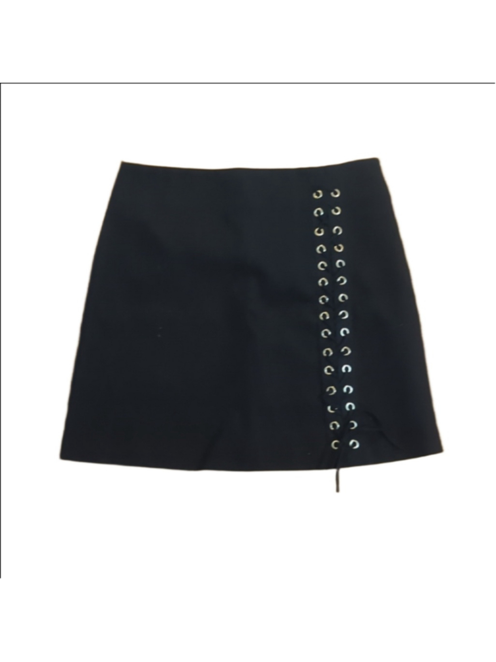 Black Lace Up Grommet Mini Skirt Small